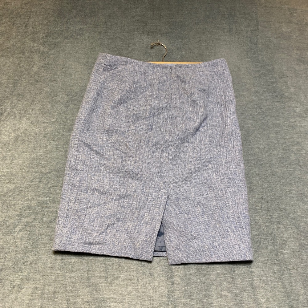 J.Crew‎ No 2 Pencil Skirt Womens 8 Blue Herringbone Knee Length Front Zipper
